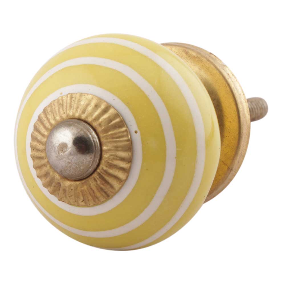 Yellow Striped Small Ceramic Knobs Online